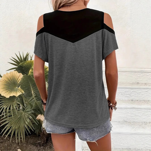 Women's Off-shoulder Casual Short-sleeve Round-neck Top