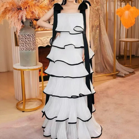 French Chic Camisole Dress For Women With Ruffled Hem