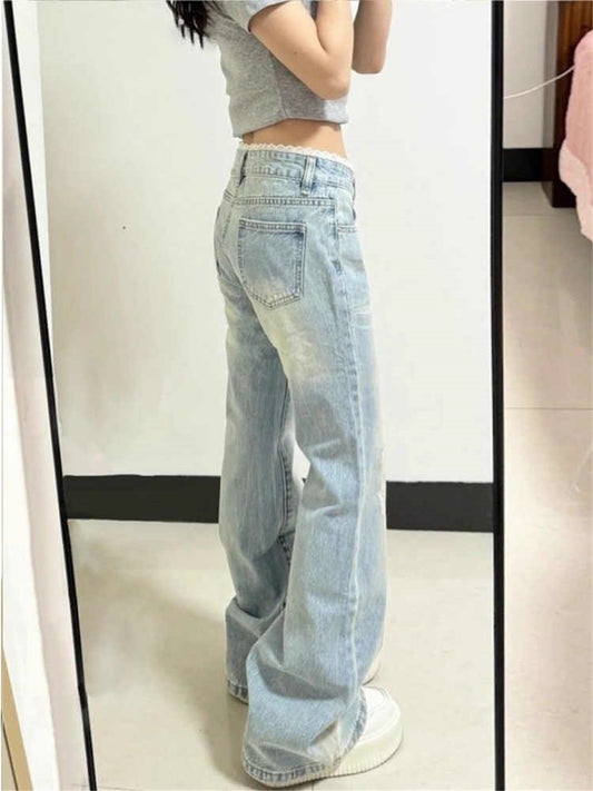 Women's Washed Slim Flared Trousers