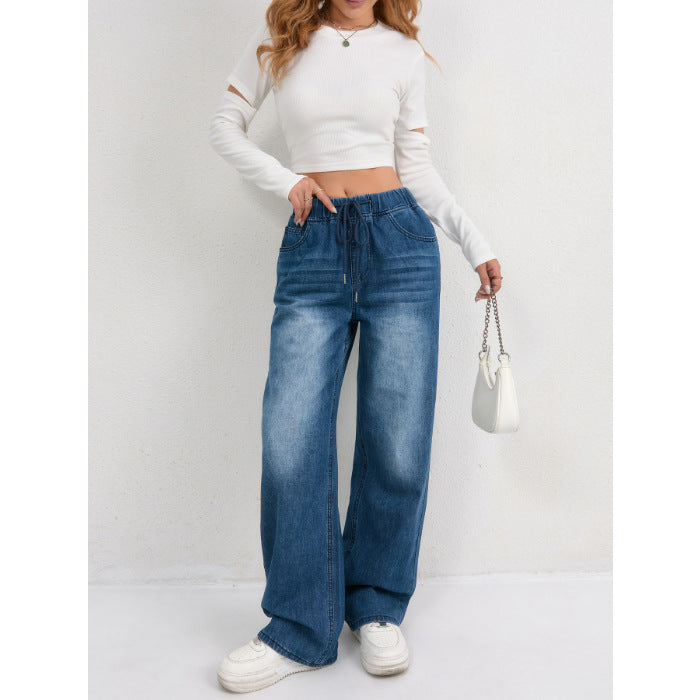 Fashionable Straight-Leg Denim Jeans For Women