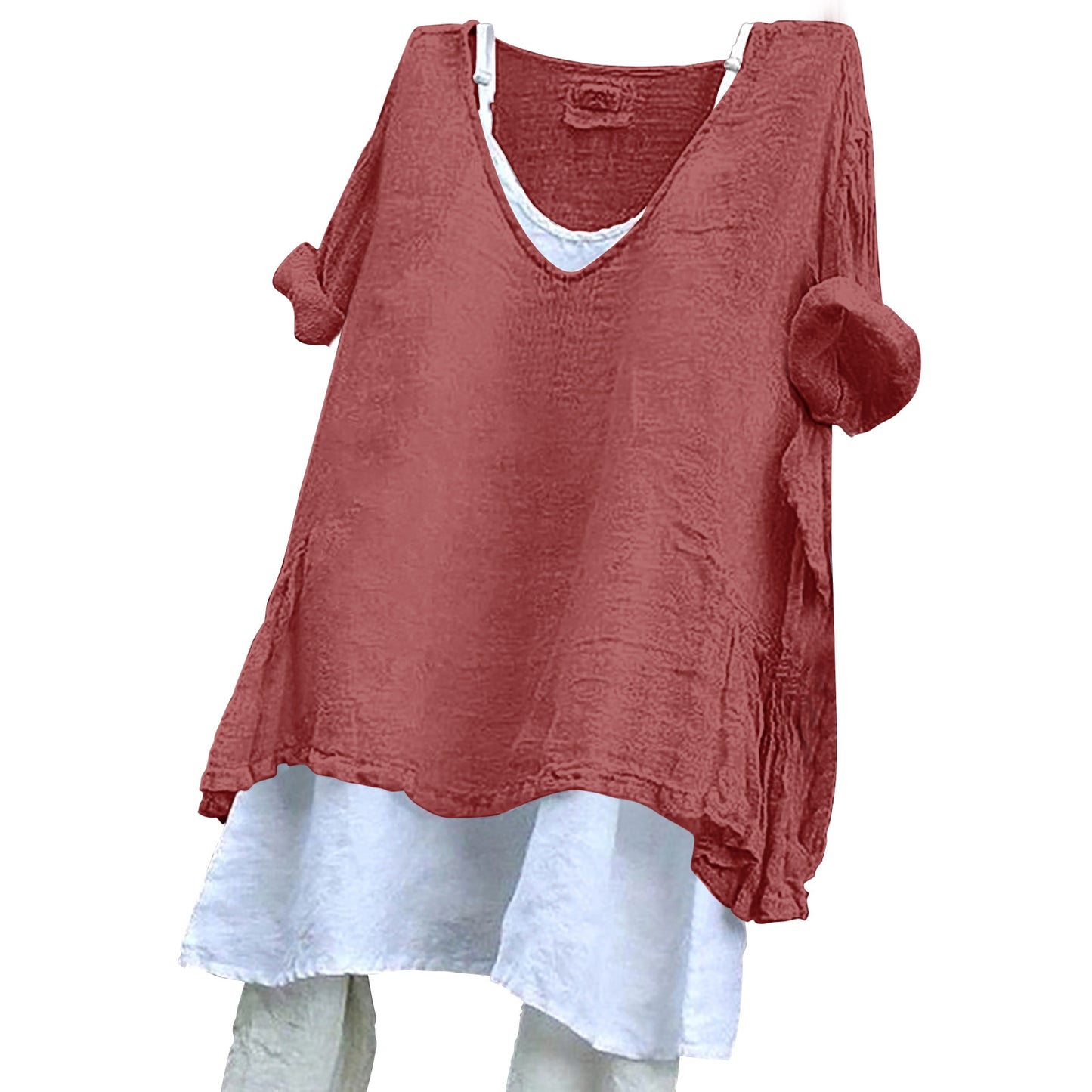 Women's V-neck Short Sleeve Printed Top Excluding Linin