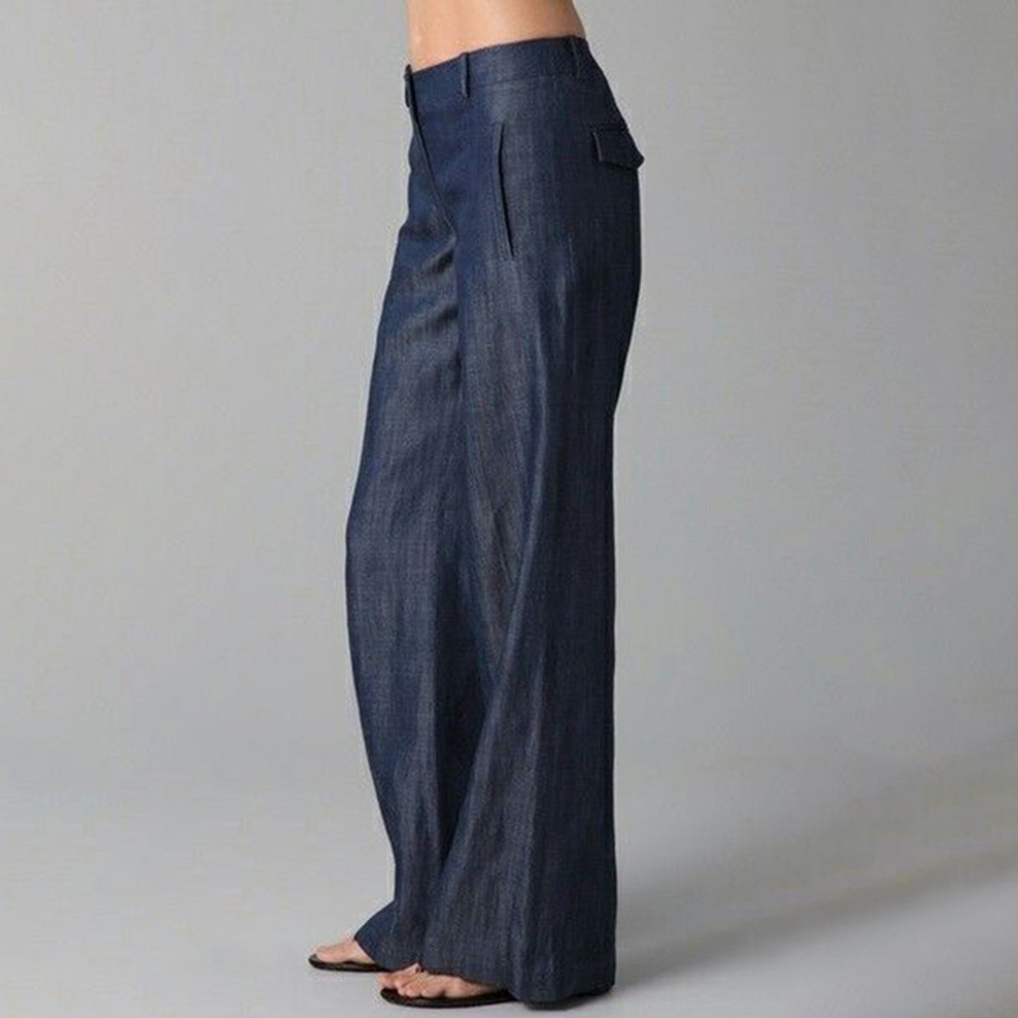 Womens Retro Striped Cotton-Linen Casual Pants
