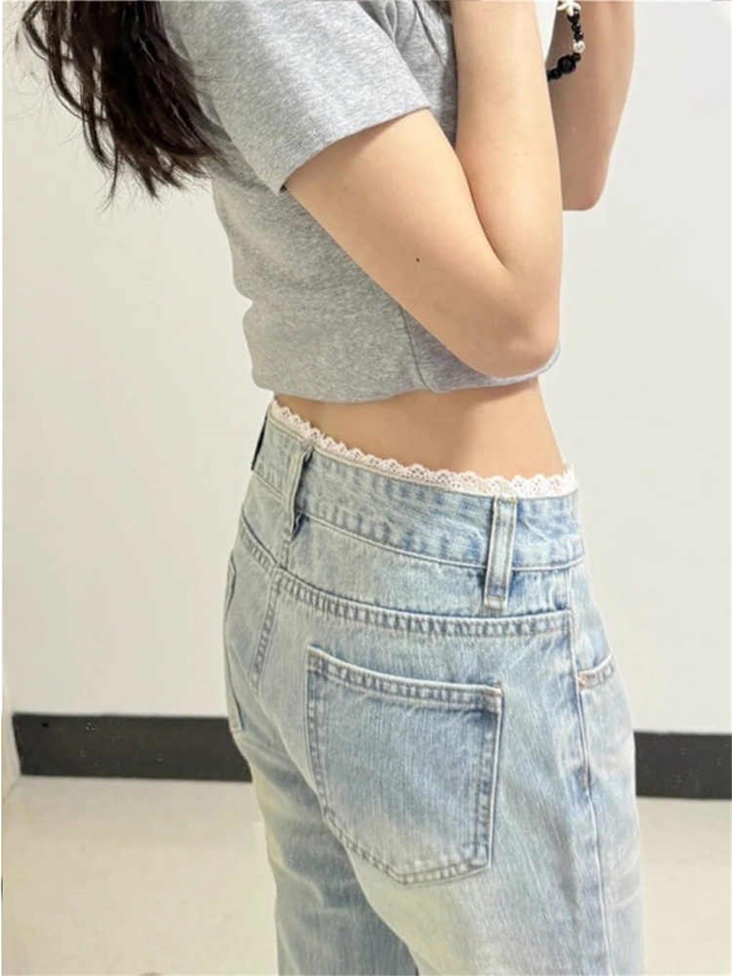 Women's Washed Slim Flared Trousers